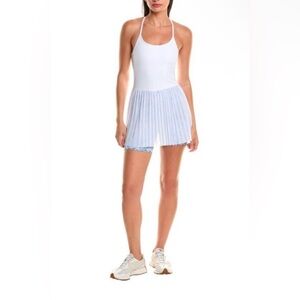 Terez Womens White Sleeveless White Tennis Dress Built In Blue Shorts